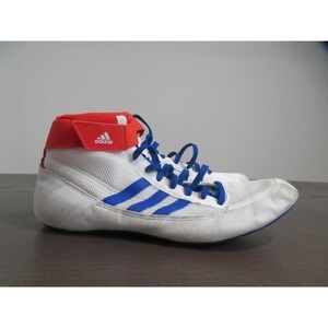Adidas HVC 2 Wrestling Shoes Mens 10.5 White Blue Red High Top Mat Athletic MMA